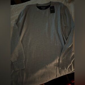 Gray Ribbed Long Sleeve Top (Big & Tall)
